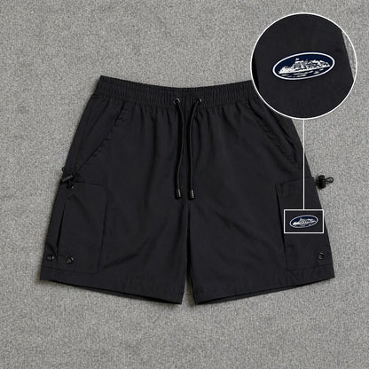 Short Cargo Streetwear Urban com Bolsos Laterais Preto com patch Cortez Prisao