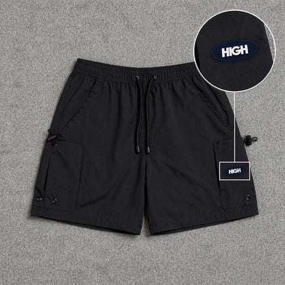 Short Cargo Streetwear Urban com Bolsos Laterais Preto com patch High Oval