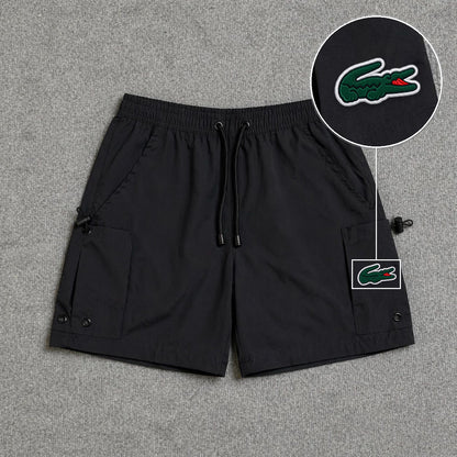 Short Cargo Streetwear Urban com Bolsos Laterais Preto com patch Lacoste Sp