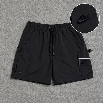 Short Cargo Streetwear Urban com Bolsos Laterais Preto com patch Nike Escrita Sp Preto