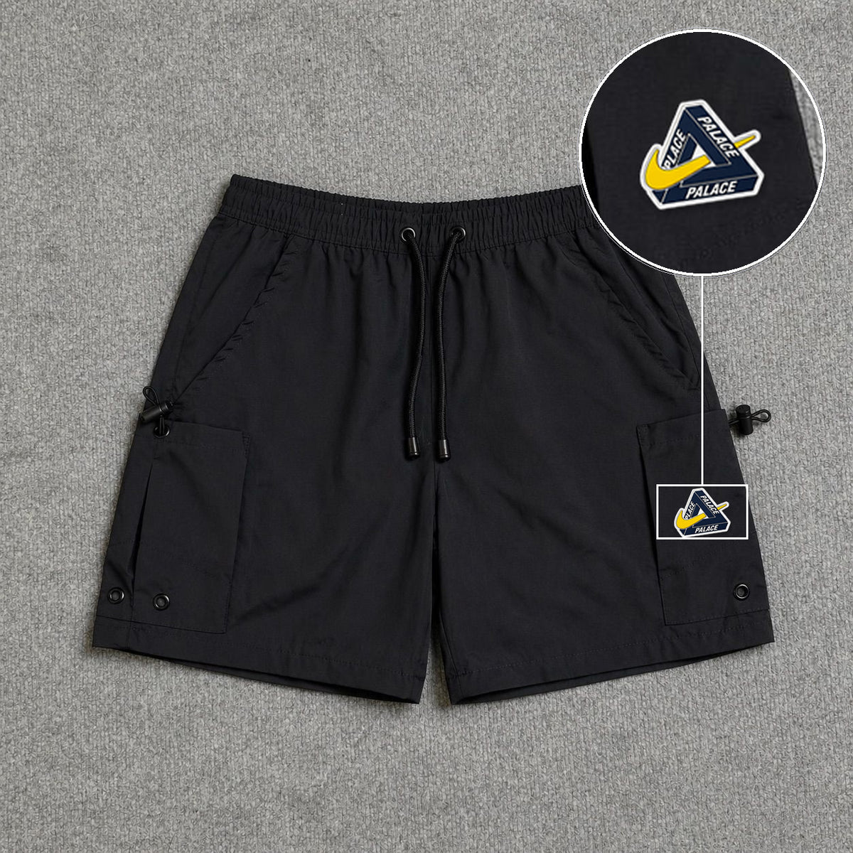 Short Cargo Streetwear Urban com Bolsos Laterais Preto com patch Palace