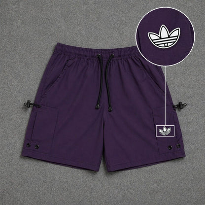 Short Cargo Streetwear Urban com Bolsos Laterais Roxo com patch Adidas P B