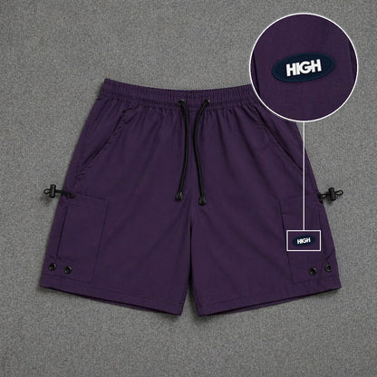 Short Cargo Streetwear Urban com Bolsos Laterais Roxo com patch High Oval