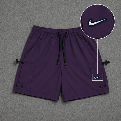 Short Cargo Streetwear Urban com Bolsos Laterais Roxo com patch Nike Resinado B P