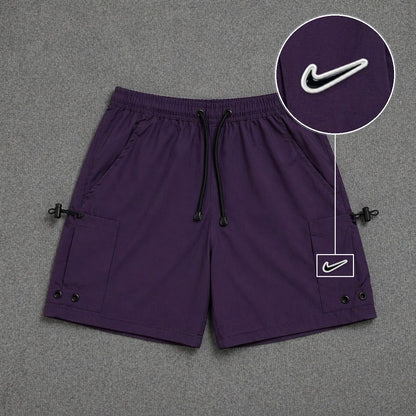 Short Cargo Streetwear Urban com Bolsos Laterais Roxo com patch Nike Rs P B