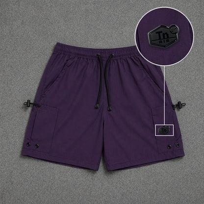 Short Cargo Streetwear Urban com Bolsos Laterais Roxo com patch Tn Resinado Preto