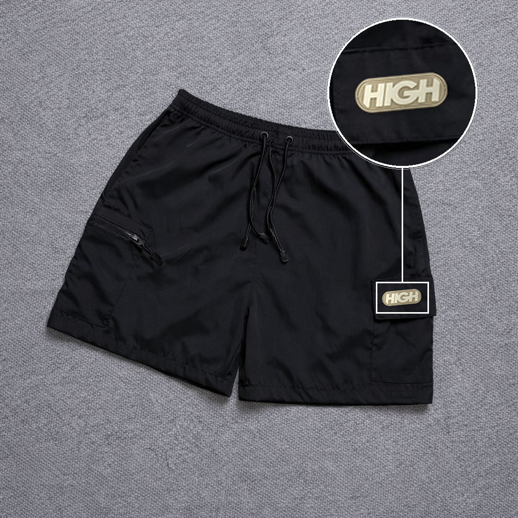 Short Premium Bicolor Preto com patch High Resina Oval Bege
