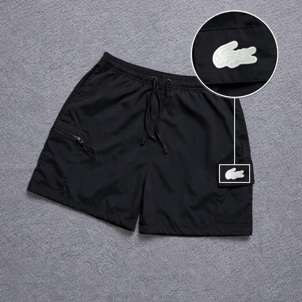 Short Premium Bicolor Preto com patch Lacoste Sp Branco