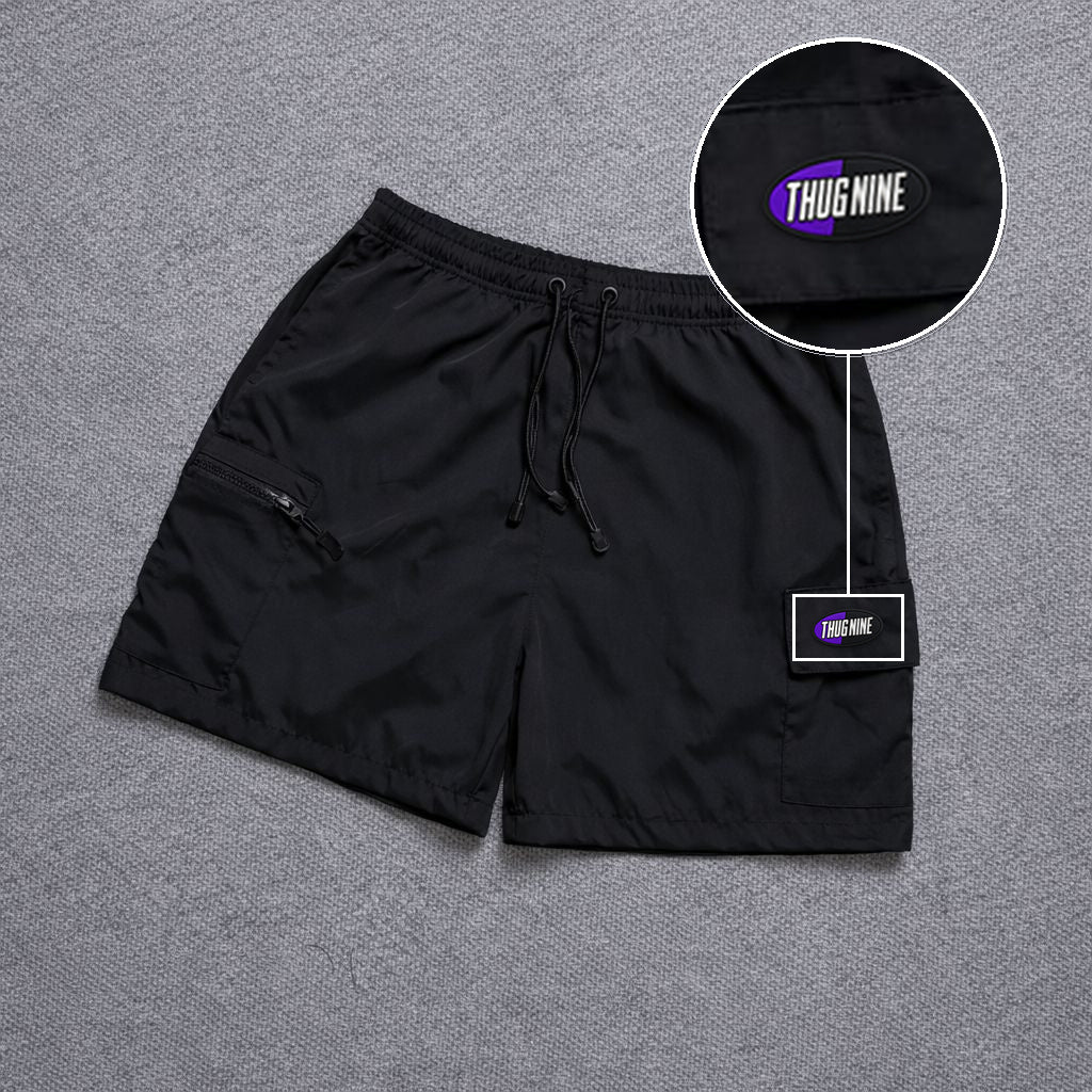 Short Premium Bicolor Preto com patch Thug Nine Oval Preto Com Roxo