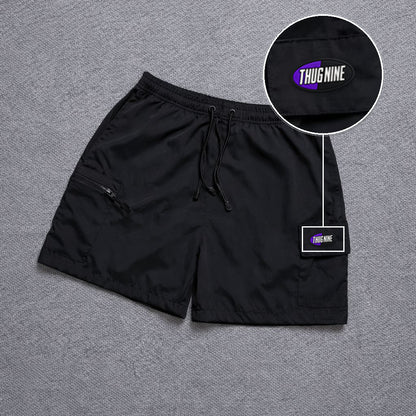 Short Premium Bicolor Preto com patch Thug Nine Oval Preto Com Roxo