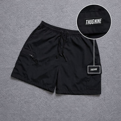 Short Premium Bicolor Preto com patch Thug Nine Retangular