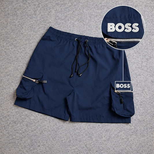 Short Premium Cargo Boll Azul Marinho com patch Boss Sp Branco