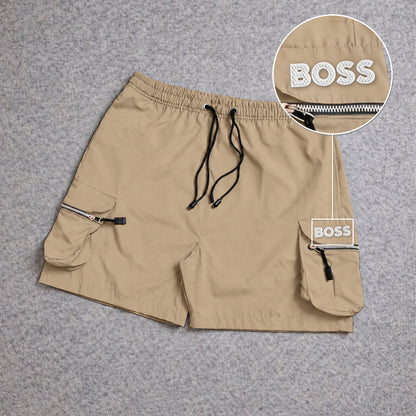 Short Premium Cargo Boll Bege com patch Boss Sp Branco