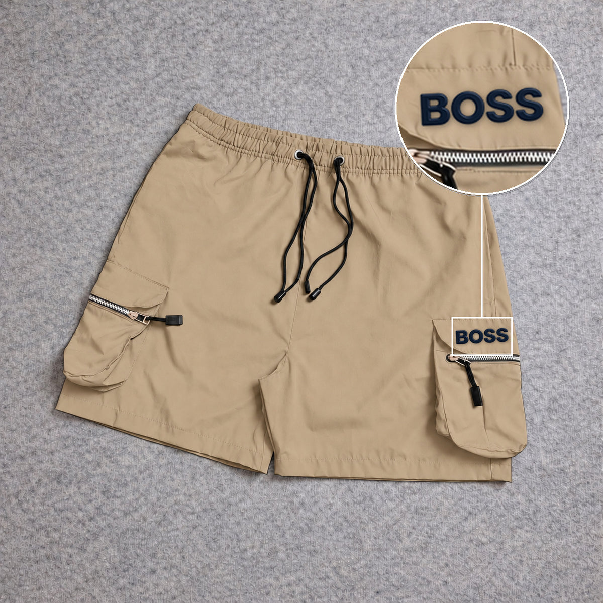 Short Premium Cargo Boll Bege com patch Boss Sp Preto