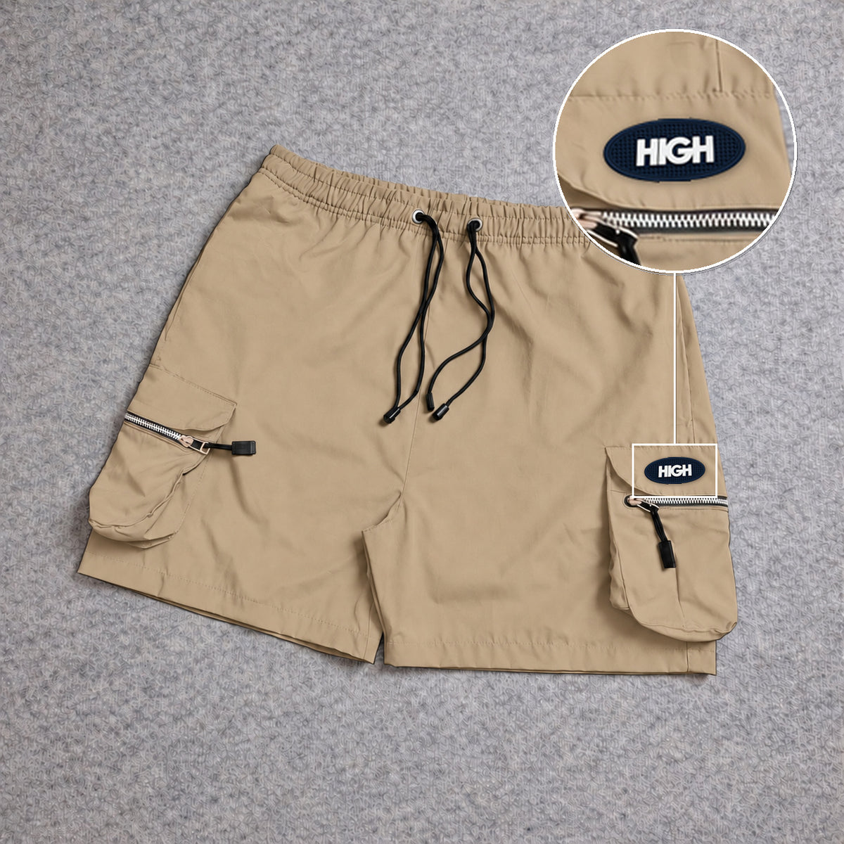Short Premium Cargo Boll Bege com patch High Oval