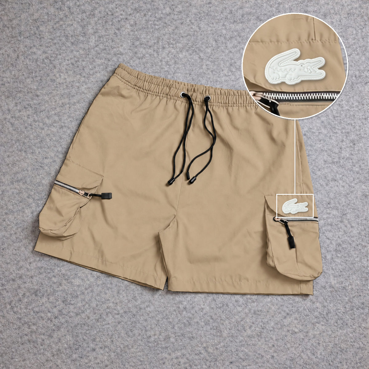 Short Premium Cargo Boll Bege com patch Lacoste Sp Branco