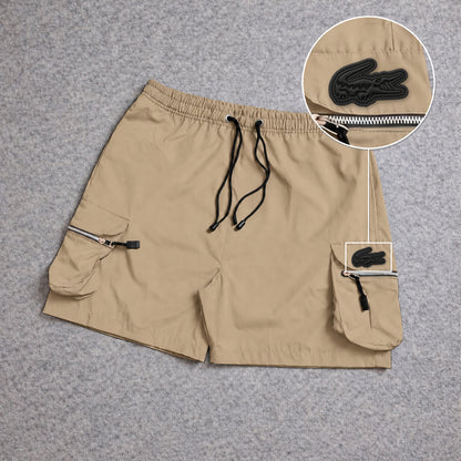 Short Premium Cargo Boll Bege com patch Lacoste Sp Preto