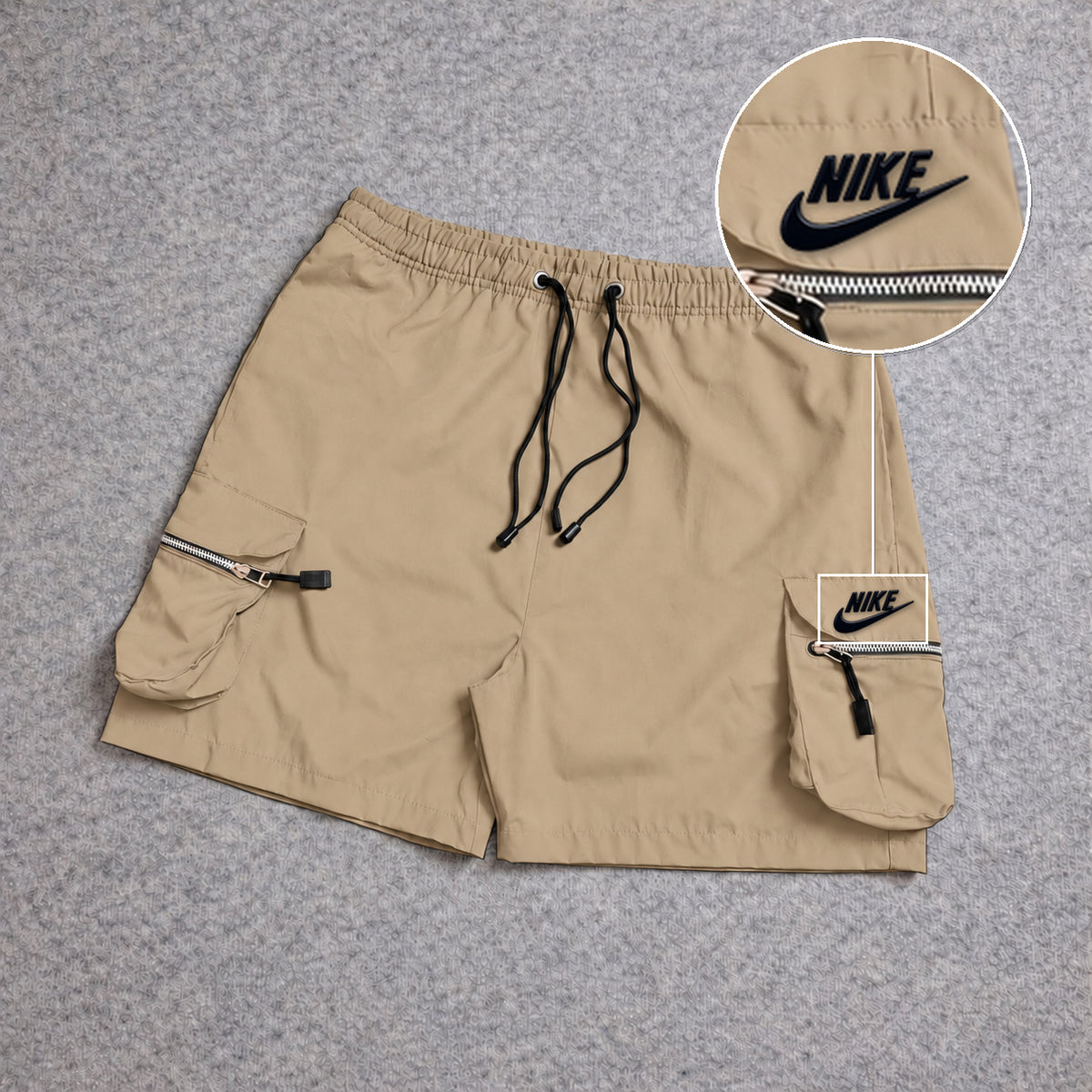 Short Premium Cargo Boll Bege com patch Nike Escrita Sp Preto