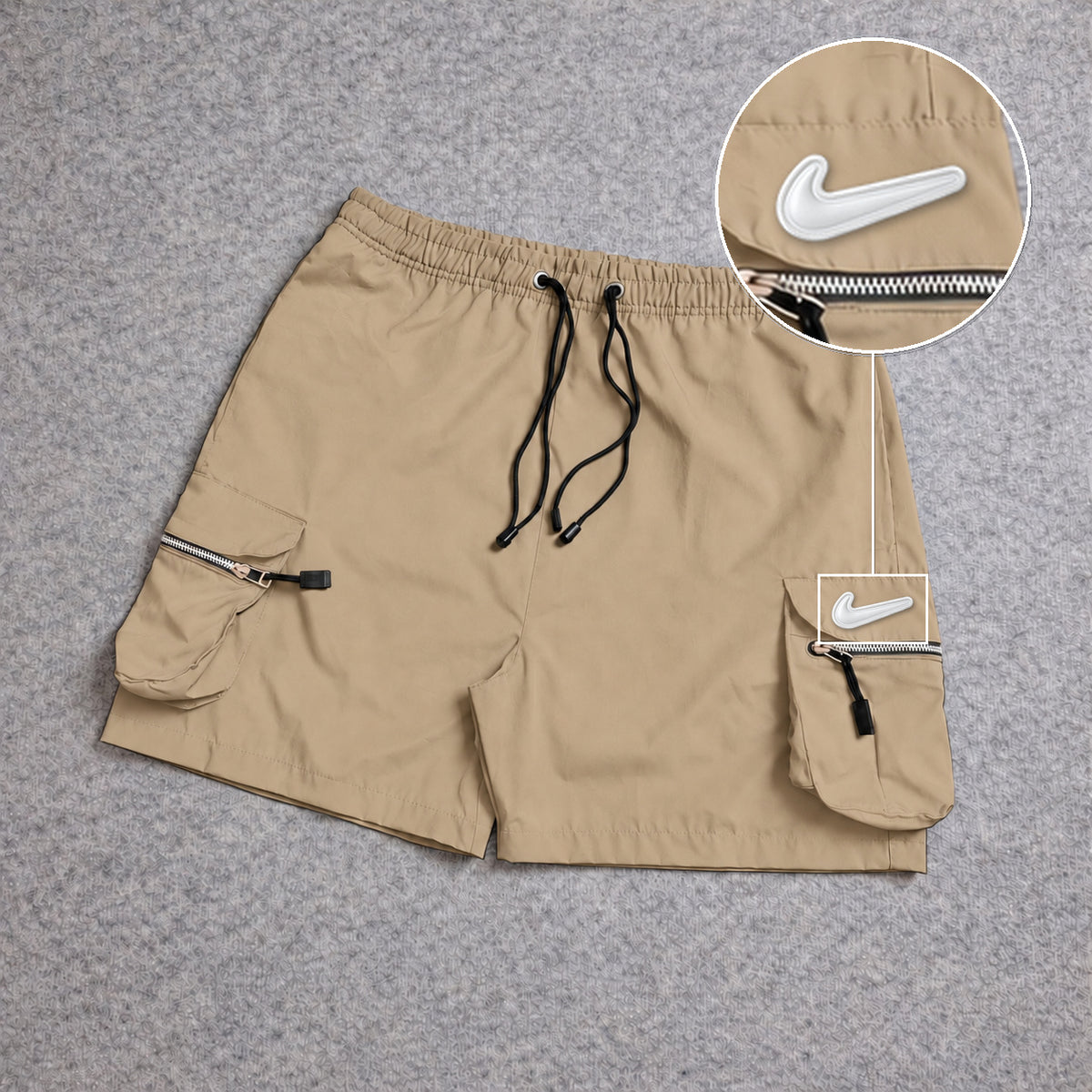 Short Premium Cargo Boll Bege com patch Nike Facao Sp Branca