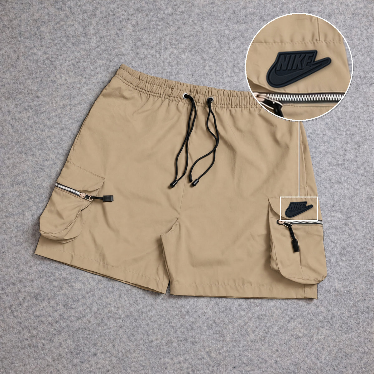 Short Premium Cargo Boll Bege com patch Nike Preto