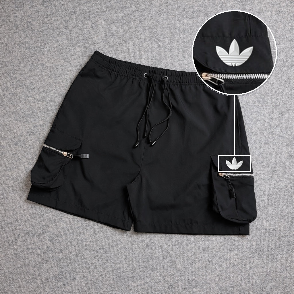Short Premium Cargo Boll Black com patch Adidas Branco