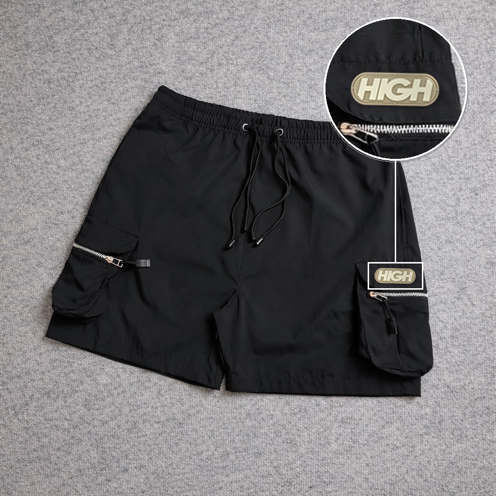 Short Premium Cargo Boll Black com patch High Resina Oval Bege