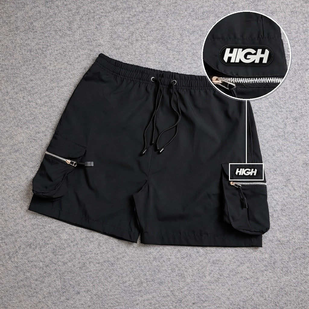 Short Premium Cargo Boll Black com patch High Resina Oval Preta