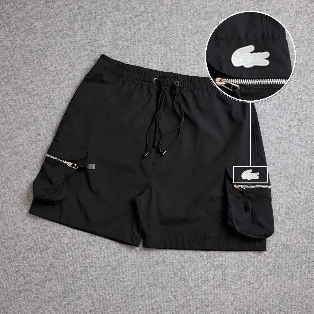 Short Premium Cargo Boll Black com patch Lacoste Sp Branco