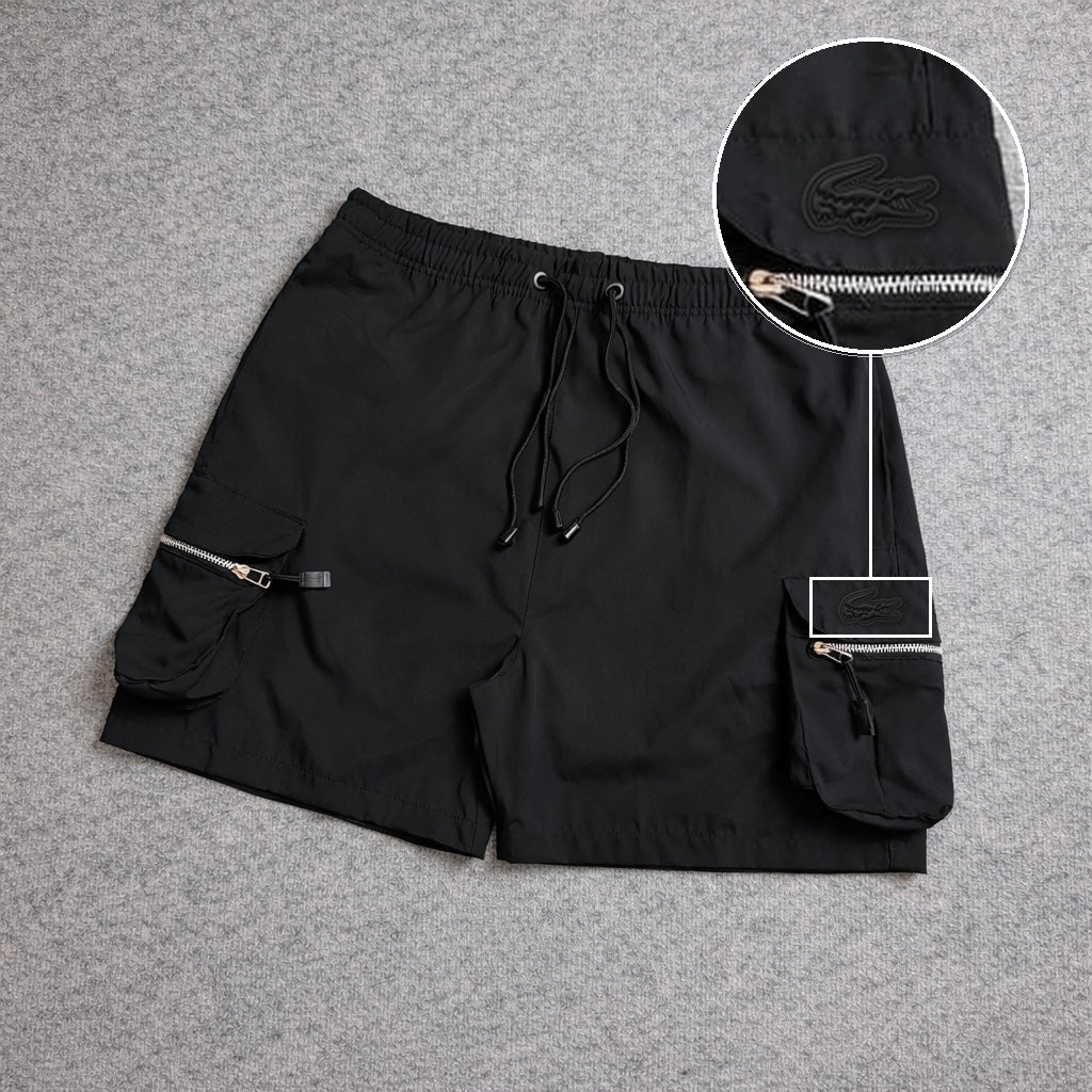 Short Premium Cargo Boll Black com patch Lacoste Sp Preto