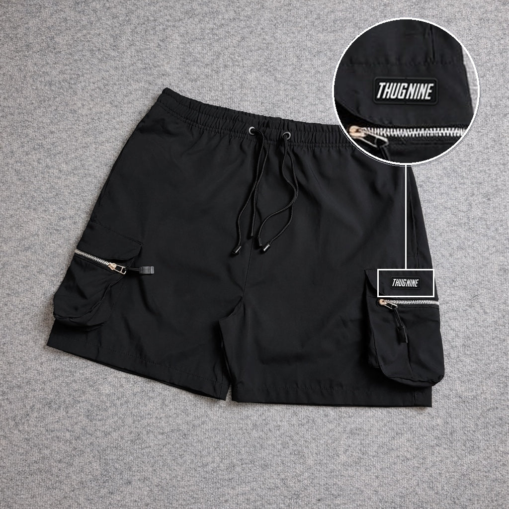 Short Premium Cargo Boll Black com patch Thug Nine Retangular