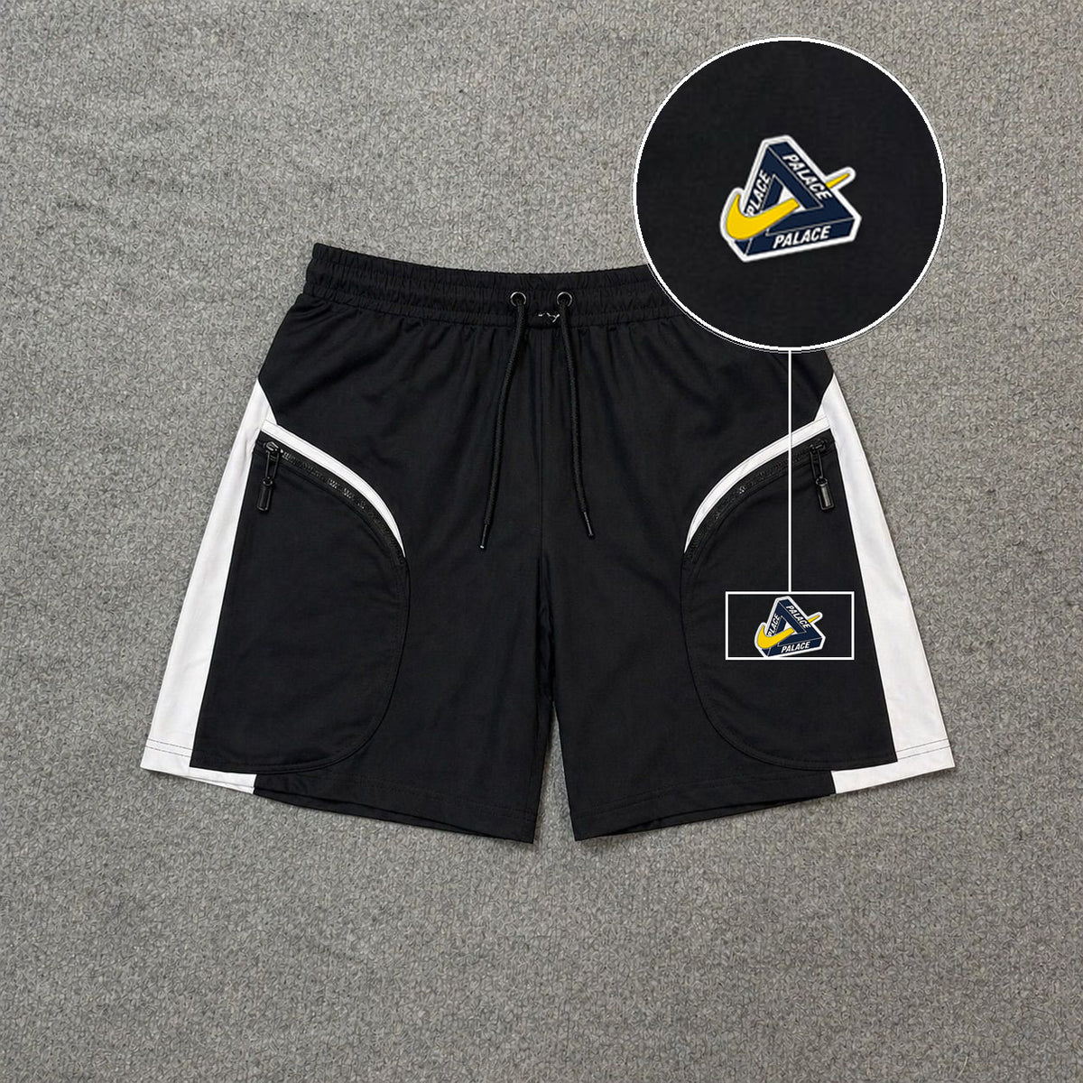 Short Premium Cargo com Recortes Tricolor e Bolsos com Zíper com patch Palace