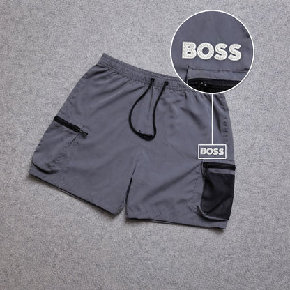 Short Premium Rede Cinza com patch Boss Sp Branco