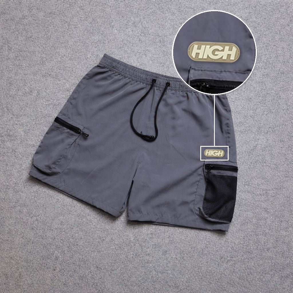 Short Premium Rede Cinza com patch High Resina Oval Bege