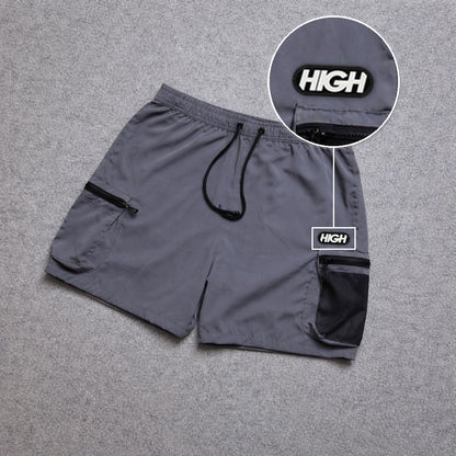 Short Premium Rede Cinza com patch High Resina Oval Preta