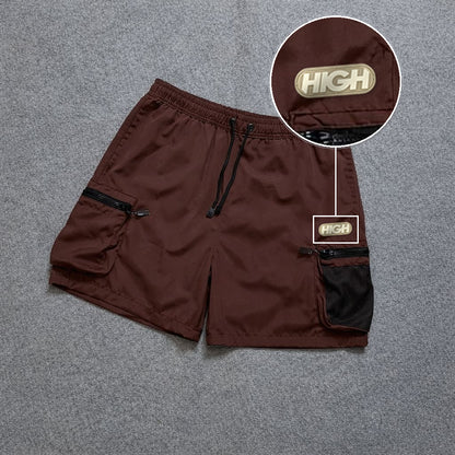 Short Premium Rede Marrom com patch High Resina Oval Bege