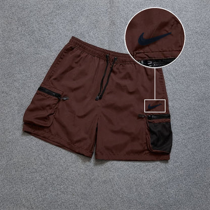 Short Premium Rede Marrom com patch Nike Facao Sp Preto