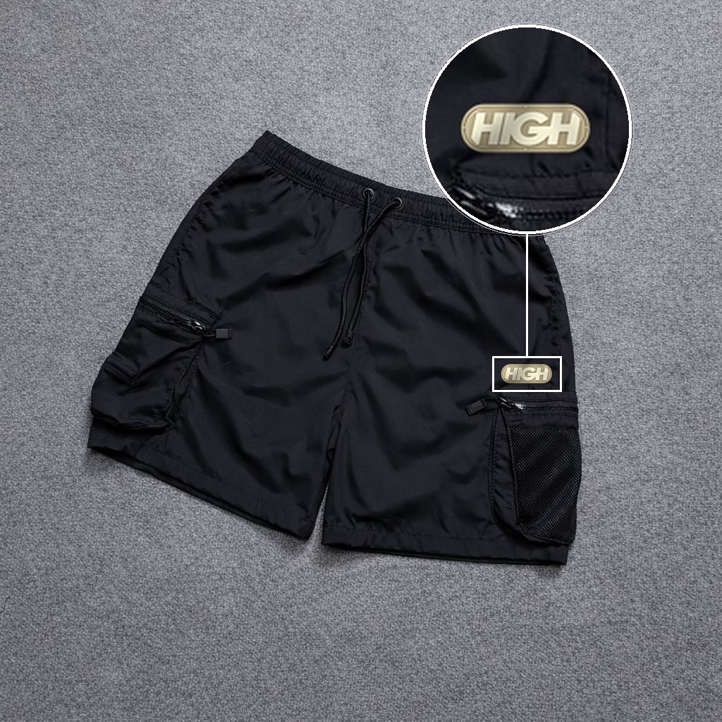 Short Premium Rede Preto com patch High Resina Oval Bege