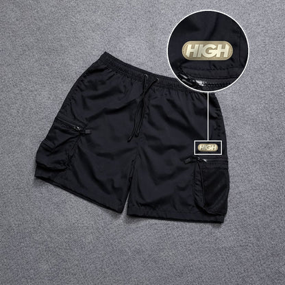 Short Premium Rede Preto com patch High Resina Oval Bege