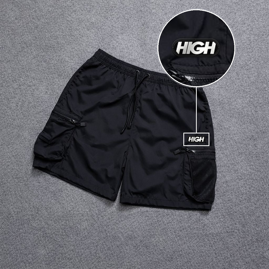 Short Premium Rede Preto com patch High Resina Oval Preta