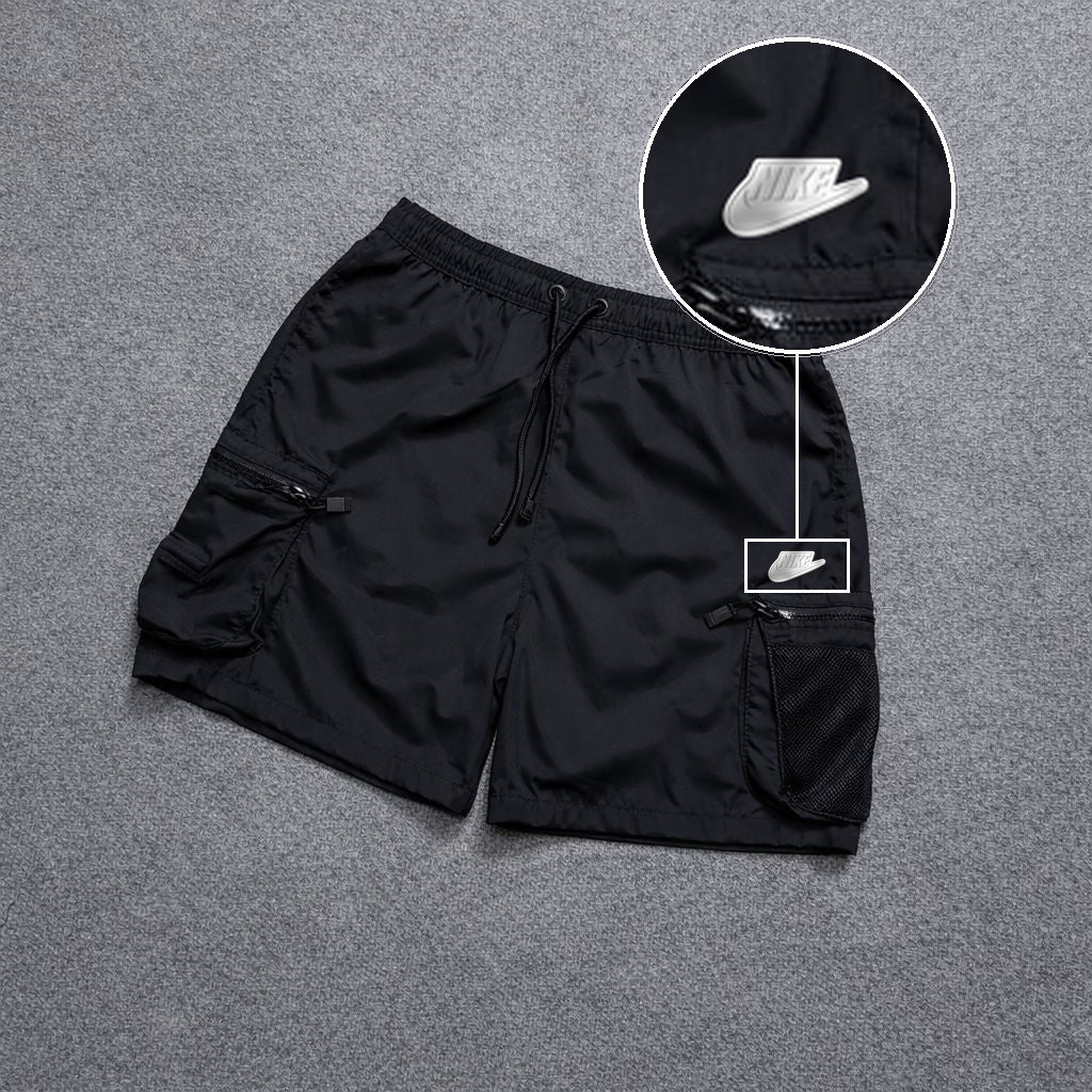 Short Premium Rede Preto com patch Nike Branco