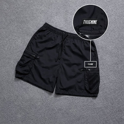 Short Premium Rede Preto com patch Thug Nine Retangular