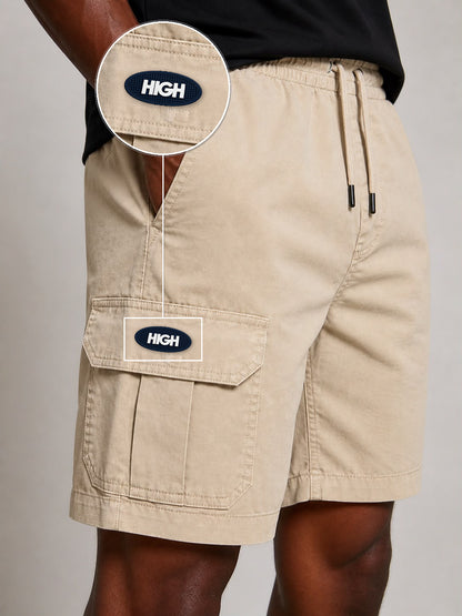SHORT SARJA CARGO AREIA com patch High Oval