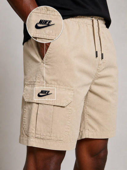 SHORT SARJA CARGO AREIA com patch Nike Escrita Sp Preto