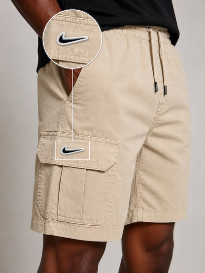 SHORT SARJA CARGO AREIA com patch Nike Rs P B