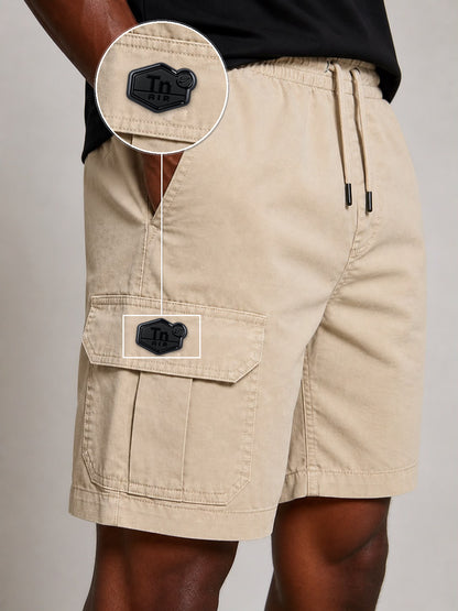 SHORT SARJA CARGO AREIA com patch Tn Resinado Preto