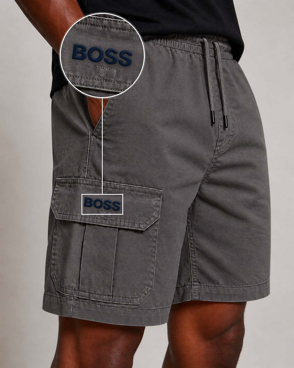 SHORT SARJA CARGO CINZA CHUMBO com patch Boss Sp Preto