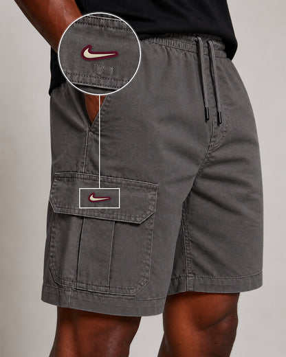 SHORT SARJA CARGO CINZA CHUMBO com patch Nike Resinado Marrom