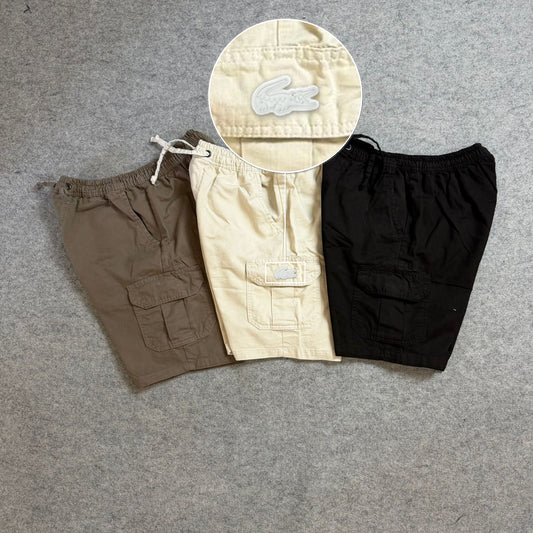SHORT SARJA CARGO com patch Lacoste Sp Branco