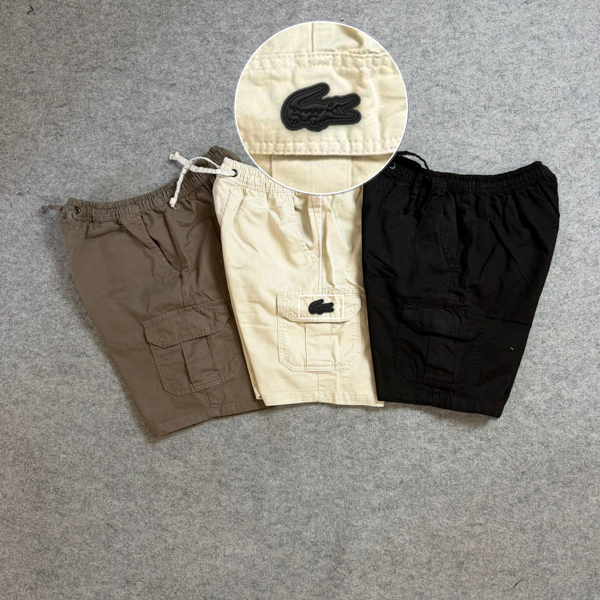 SHORT SARJA CARGO com patch Lacoste Sp Preto