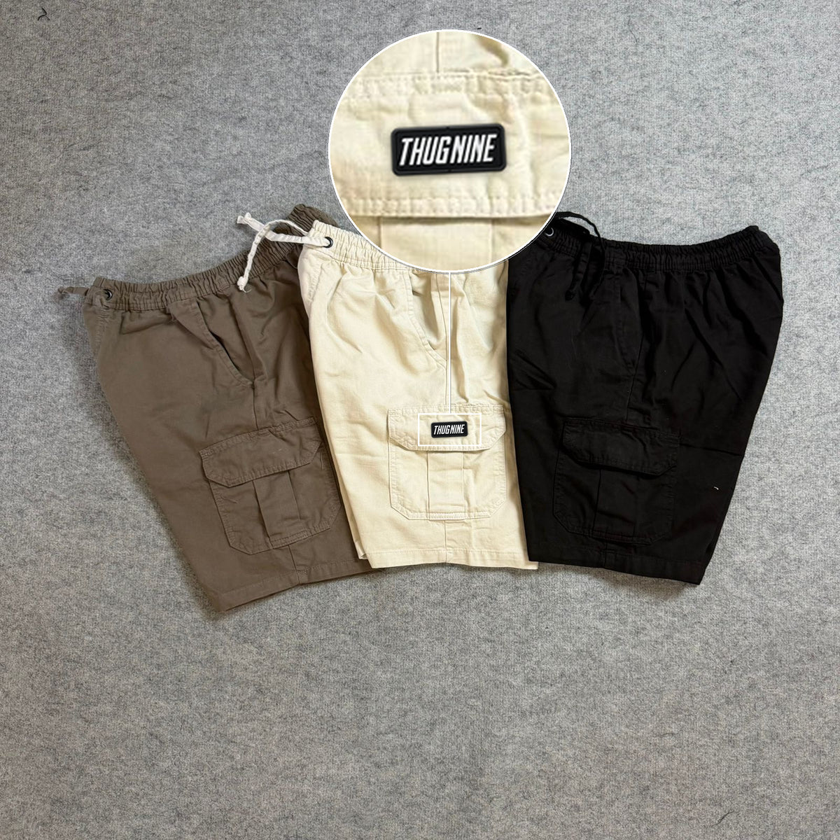 SHORT SARJA CARGO com patch Thug Nine Retangular